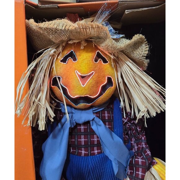 24" Gemmy Fiber Optic Scarecrow Works Great Halloween Fall Decor - Picture 4 of 7